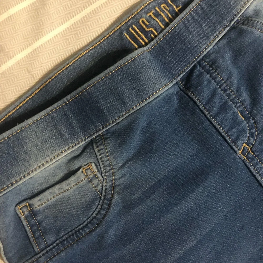 Justice Girls Blue Skinny Jeggings Plus Size Mid-Rise Stretch